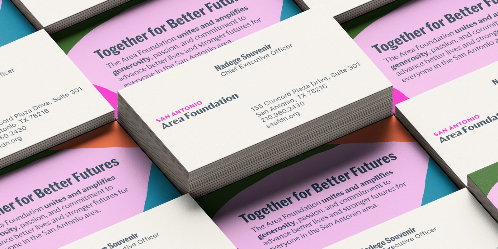 Business cards with a mosaic back and a cream front