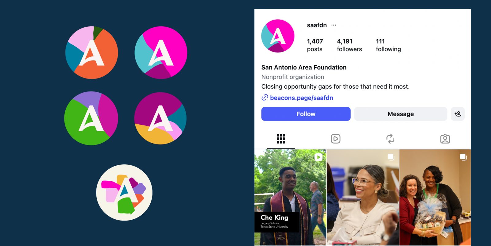 Social avatars and an Instagram profile