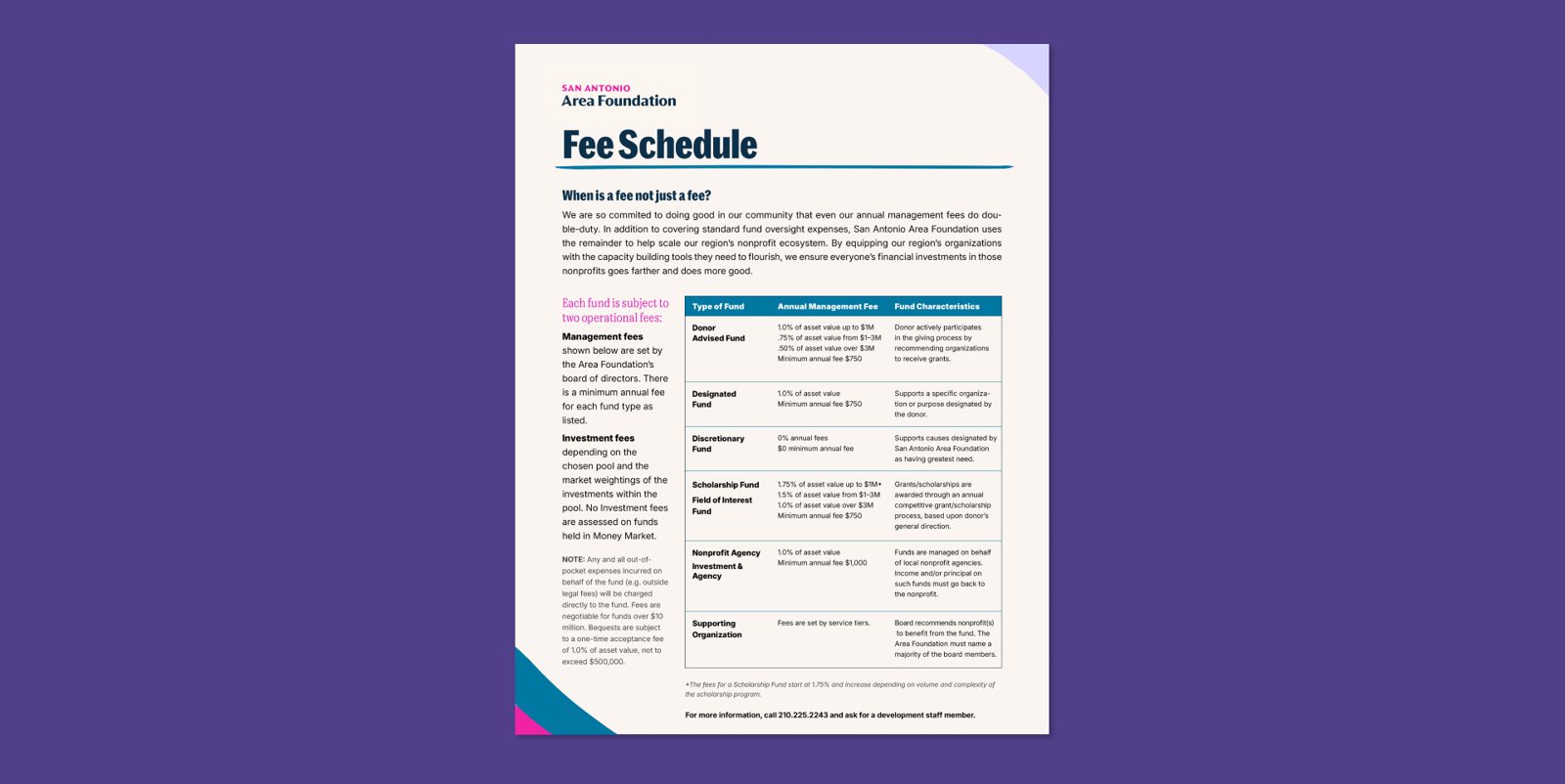Fee schedule document